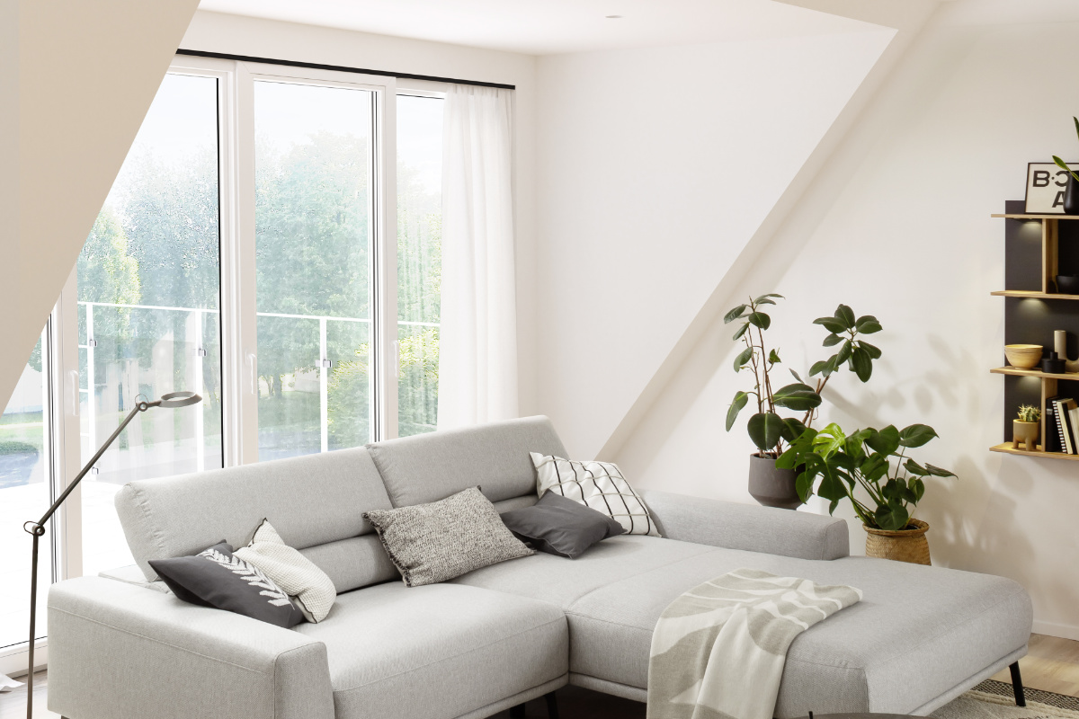 Wohnzimmer mit weißer Wand SCHÖNER WOHNEN-Wandfarbe
