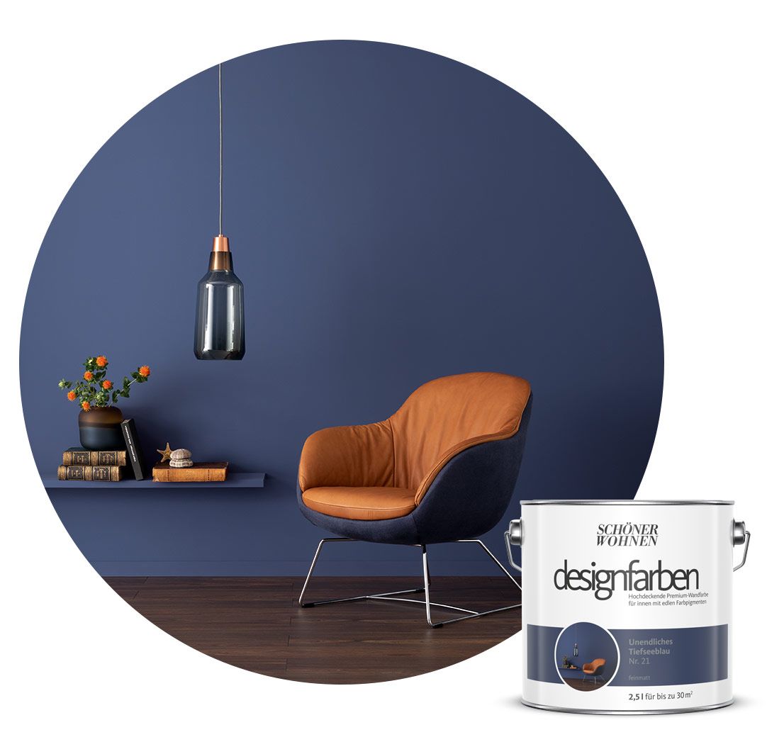 Blaues Zimmer in Designfarbe SCHÖNER WOHNEN-Designfarbe