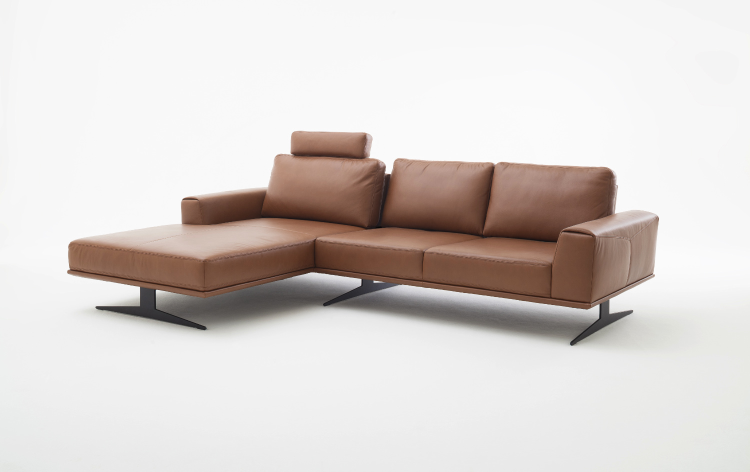 Sofa mit Longchair STAGE mit Lederbezug SCHÖNER WOHNEN-Sofas