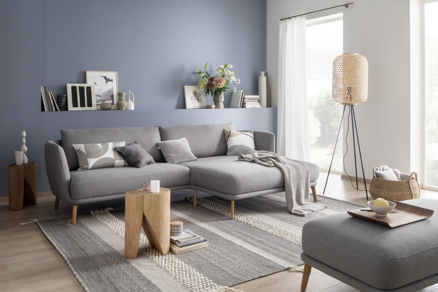 Graues Ecksofa mit Holzfüßen SCHÖNER WOHNEN-Sofas