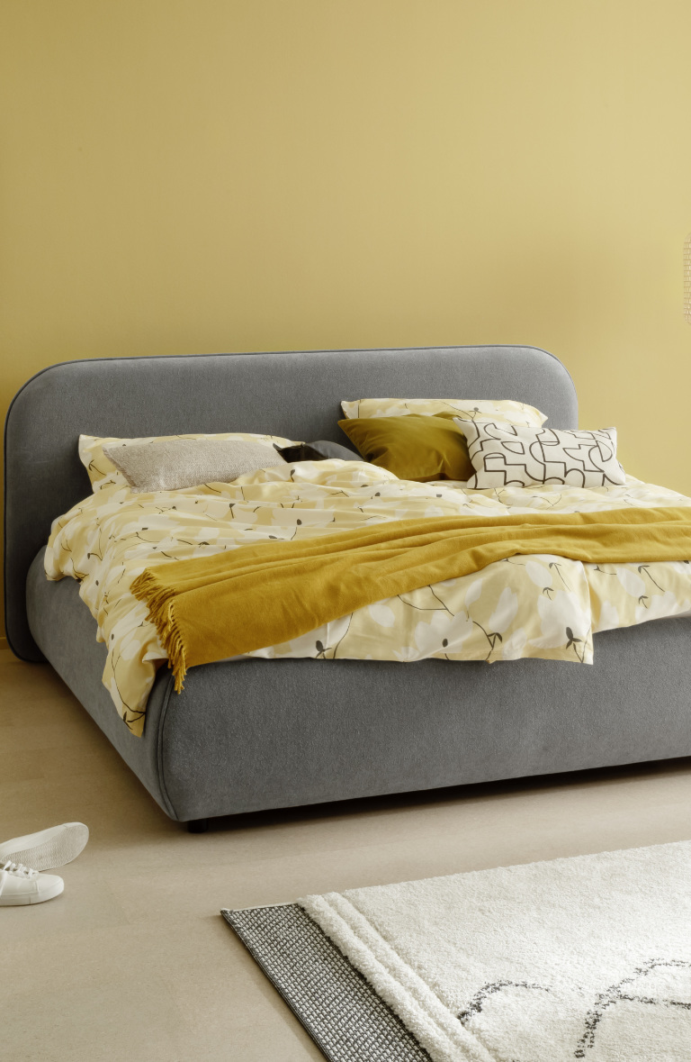 graues Polsterbett SCHOENER_WOHNEN_Kollektion_Polsterbetten
