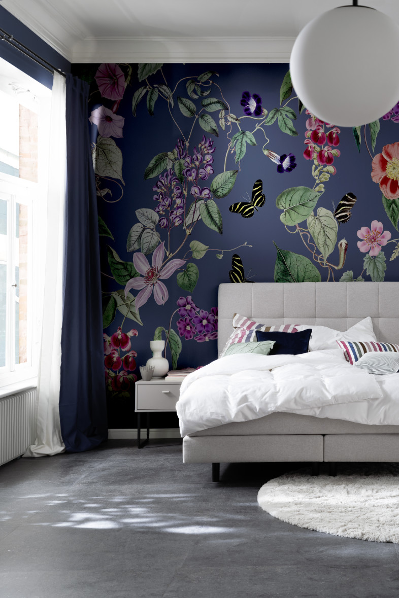Schlafzimmer mit Tapete BLOSSOM SCHÖNER WOHNEN-Schlafzimmer
