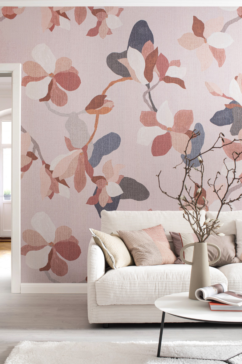 Wohnzimmer in rosa SCHÖNER WOHNEN-Tapeten