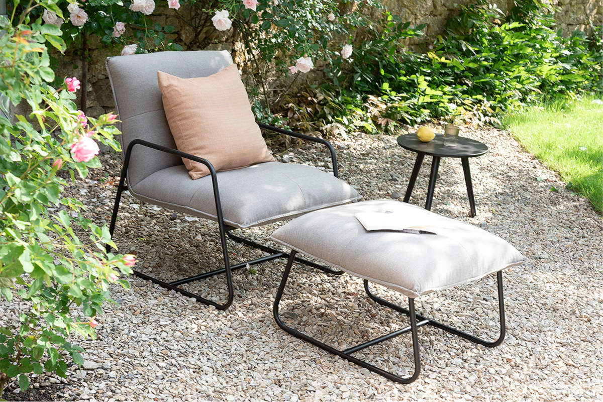 Bequemer Outdoor-Sessel FONTEIN mit passendem Hocker SCHÖNER WOHNEN-Outdoor