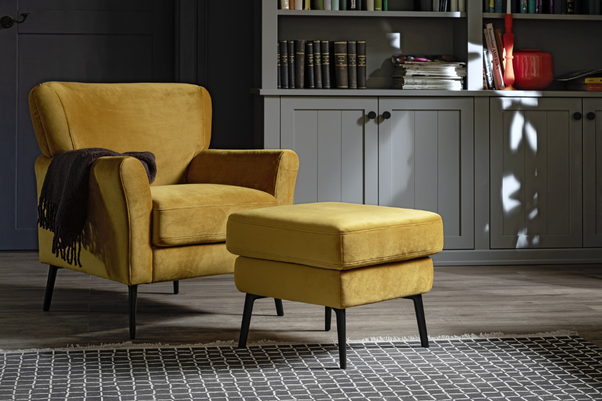 Sessel AMADEO in gelb mit Hocker SCHÖNER WOHNEN-Kollektion Serie AMADEO