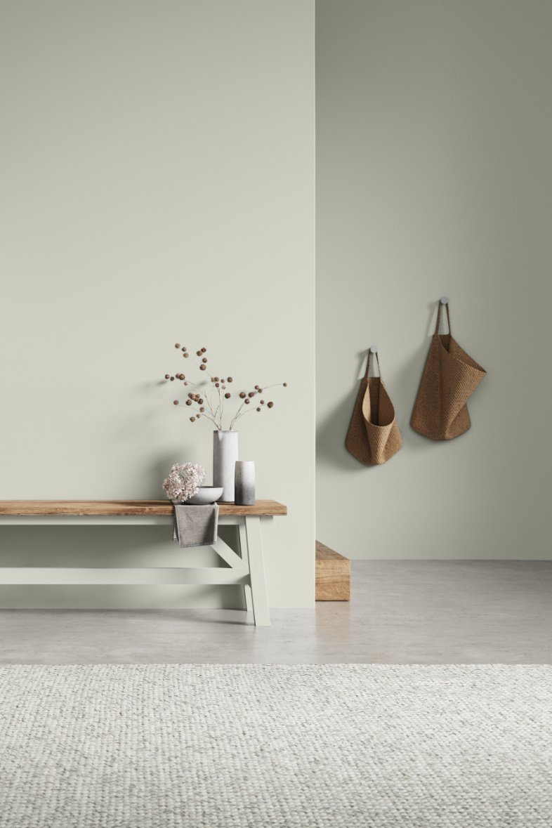 Heller Flurbereich mit NATURELL KREIDEFARBE SCHÖNER WOHNEN-Wandfarben Wirkung