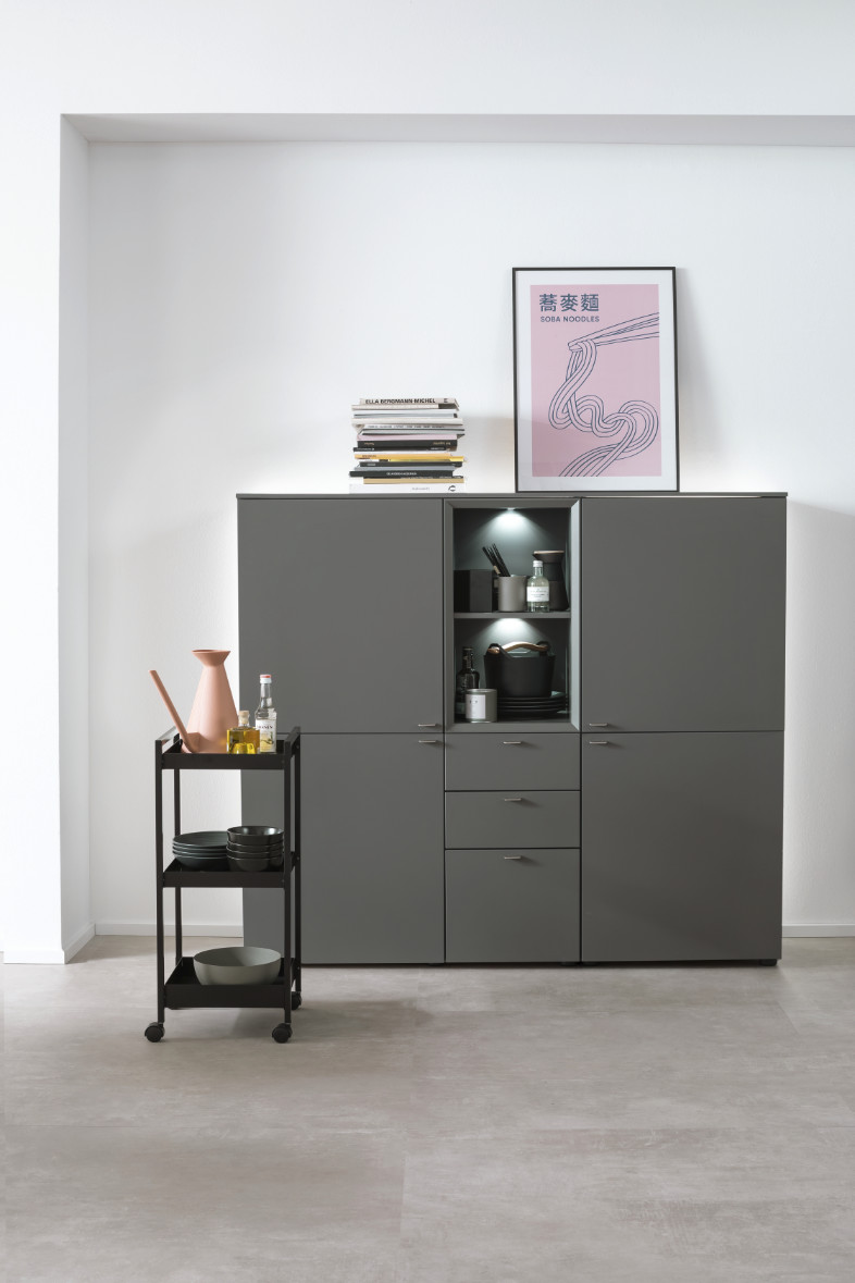 Highboard MINO in dunkelgrau SCHÖNER WOHNEN-Stauraummöbel