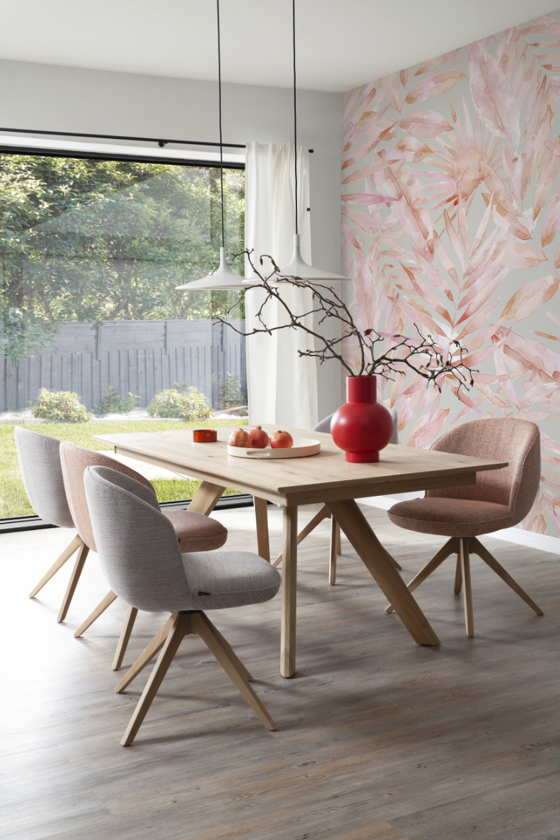 Esszimmer mit rosa Tapete SCHÖNER WOHNEN-Tapeten
