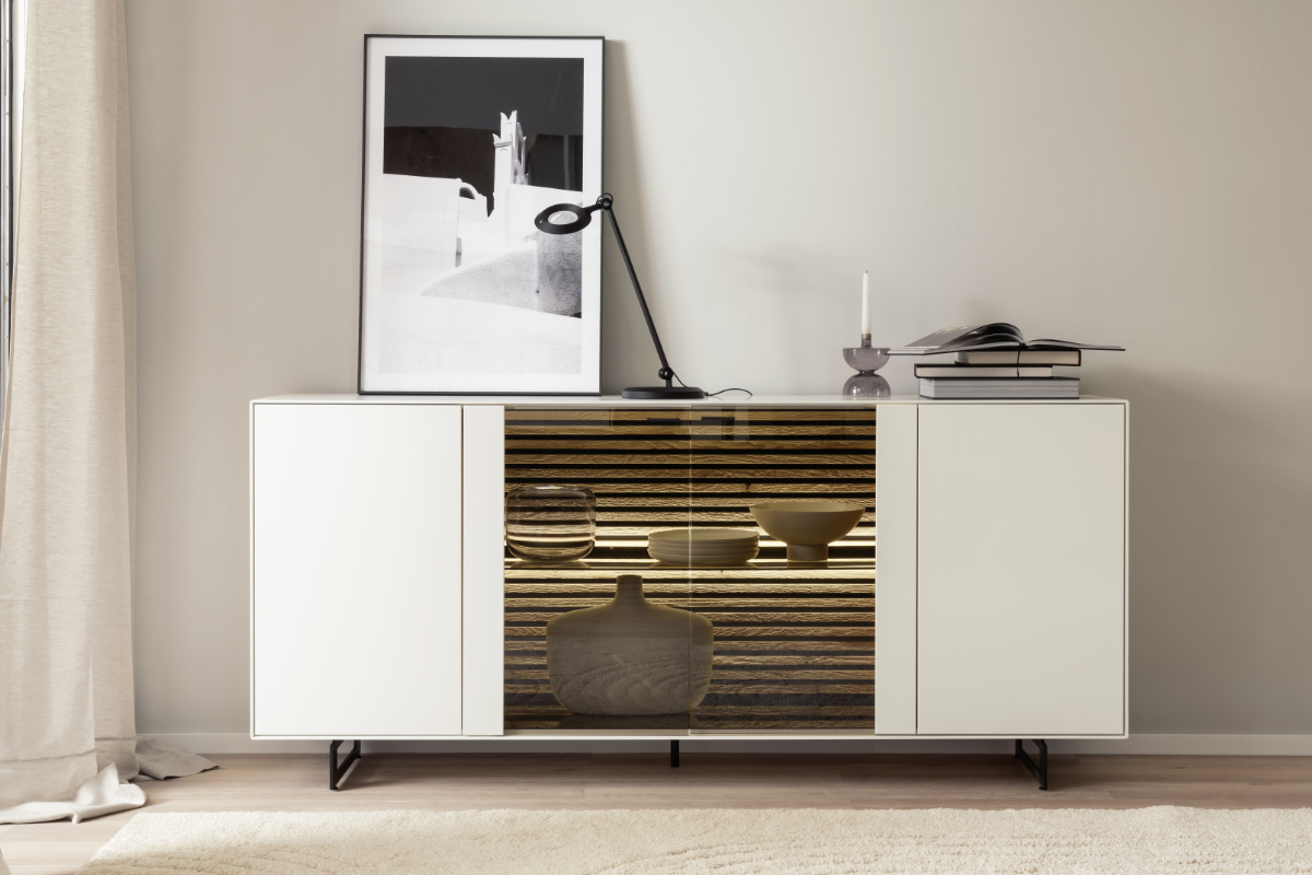 Sideboard Yonna in weiß mit Lamelle SCHÖNER WOHNEN-Yonna High- und Sideboards