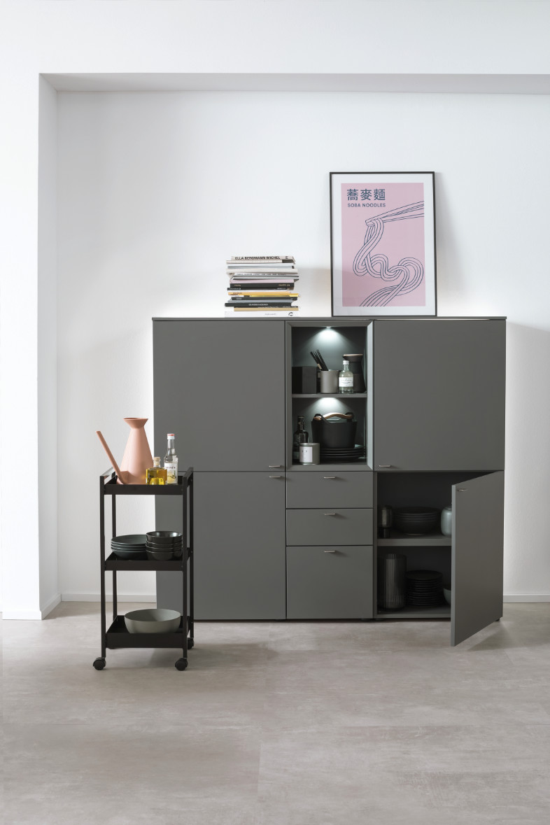 Highboard MINO in dunkelgrau SCHÖNER WOHNEN-Stauraummöbel