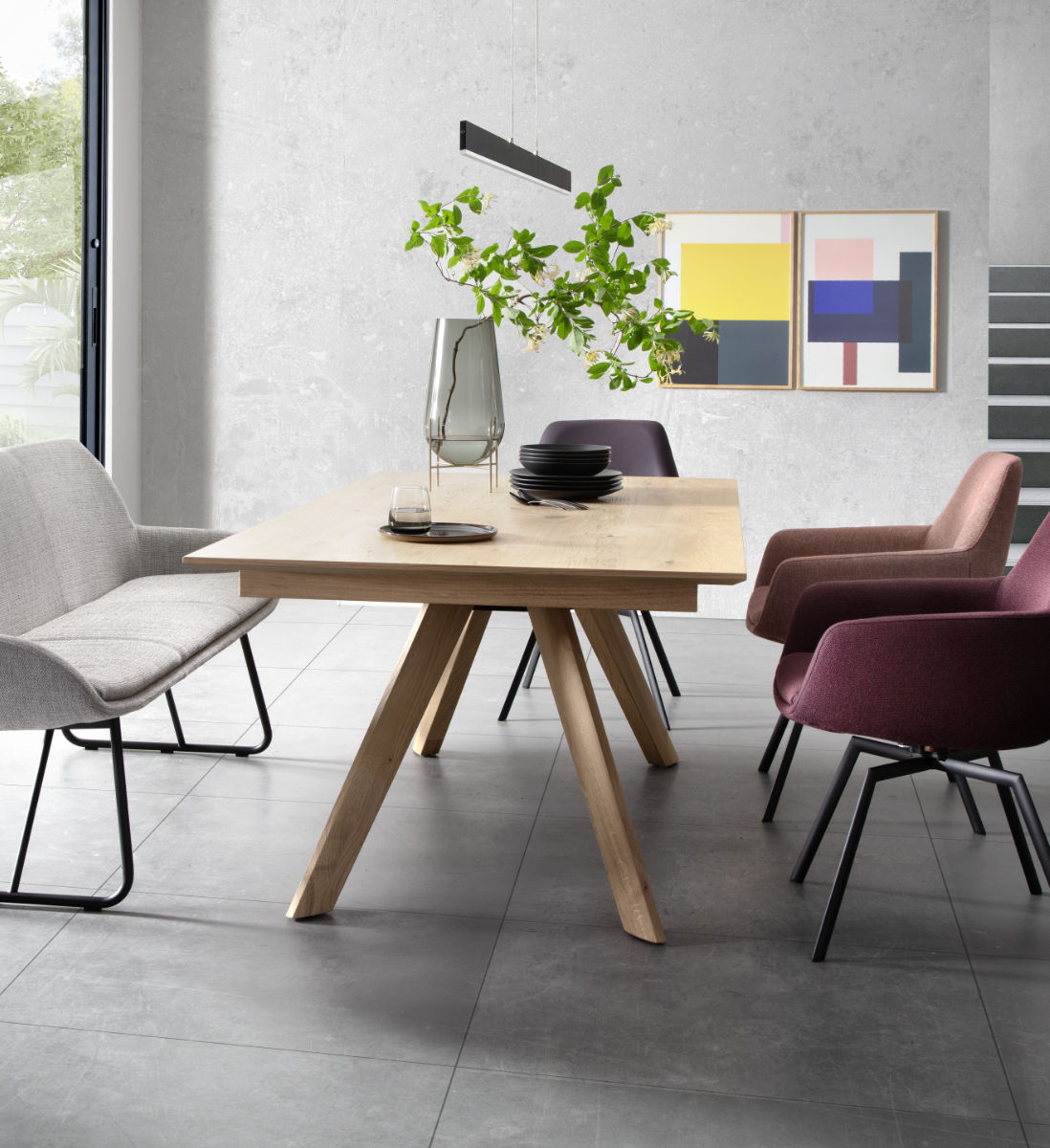 Modernes Esszimmer mit Esstisch Fox inklusive Ausziehfunktion SCHÖNER WOHNEN-Esstische