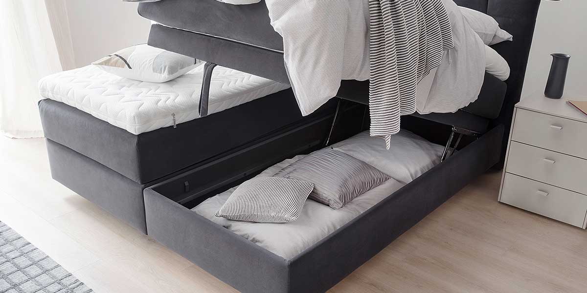 Boxspringbett mit praktischem Bettkasten zum Verstauen von Kissen und Co. SCHOENER WOHNEN-Betten
